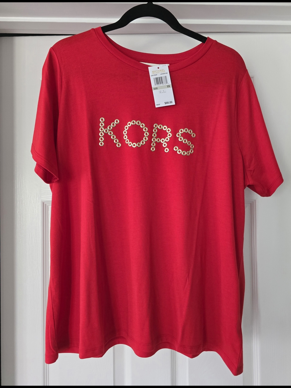 Michael Kors Red Logo Stud Tee